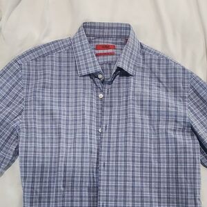 Hugo Boss Men's Blue Plaid Button-Down Shirt